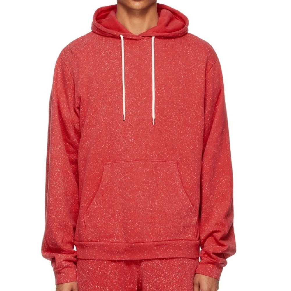 John Elliott Salt Wash Beach Hoodie Red Speckled Cotton Pullover Sweatshirt Sz M